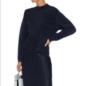 MICHELLE MASON Metallic Twist Sweater Navy & Silver. Size XS / P